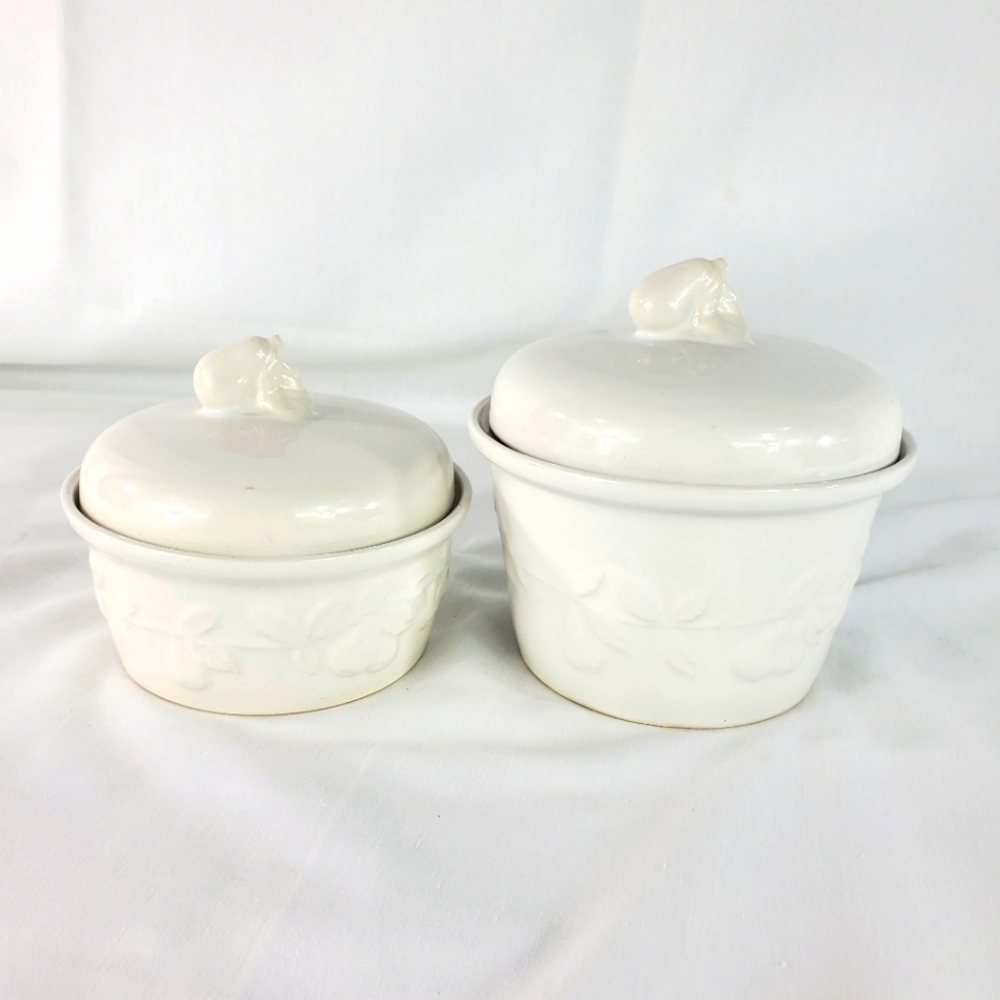 Vintage white Pear ceramic canister set
